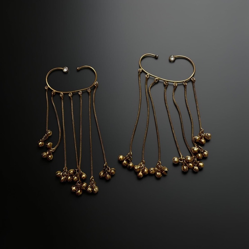 Elegant Gold Dangle Earrings with Gungroos.